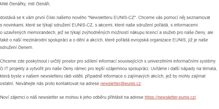 Newsletter EUNIS-CZ únor 2024